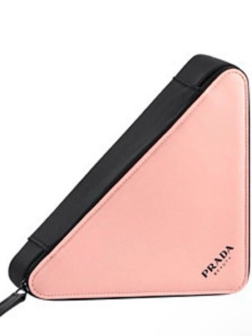 Prada Pink Triangle Cosmetic Case with Black Trim